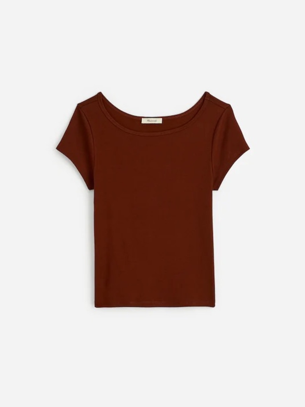 NWOT Madewell (Re)generative Cotton Ribbed Cap-Sleeve Tee - Roasted Chicory - M